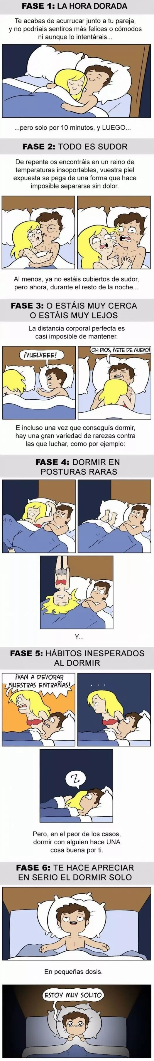 Dormir en pareja, las 6 fases