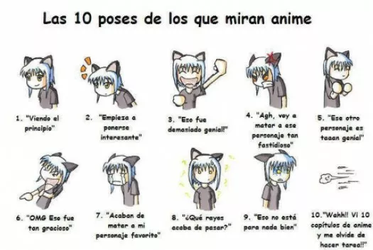 Las 10 poses de los que miran anime