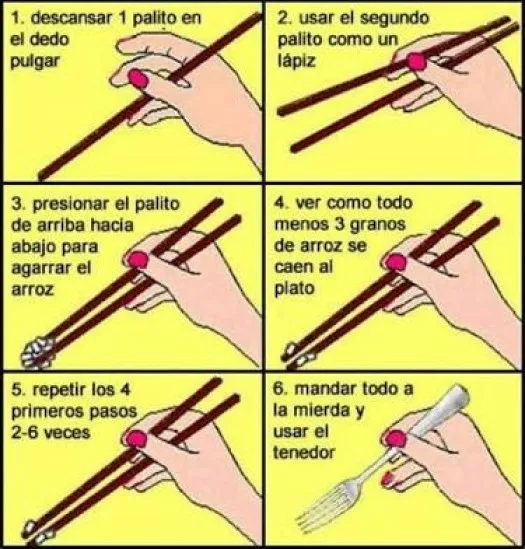 Pasos para saber usar palillos chinos