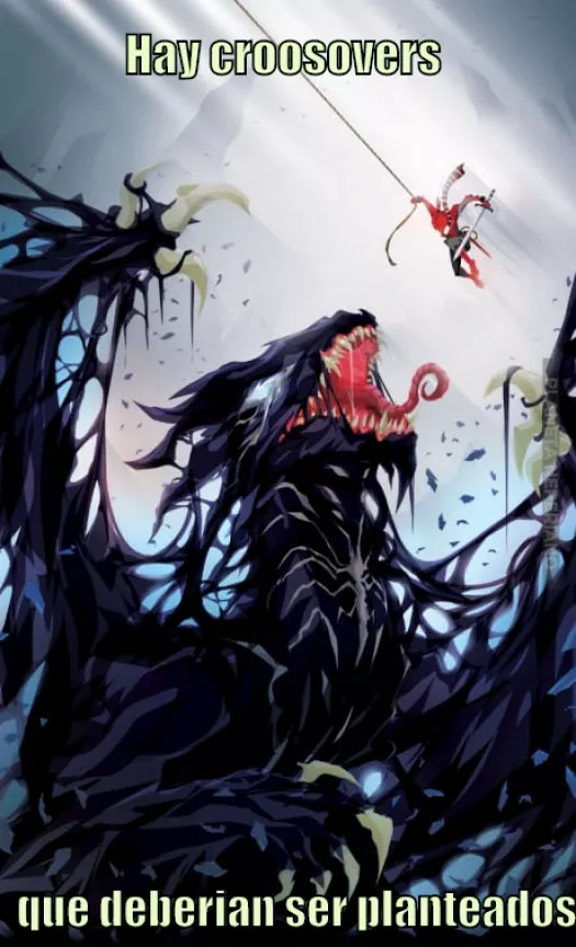 Venom poseyendo a un dragon