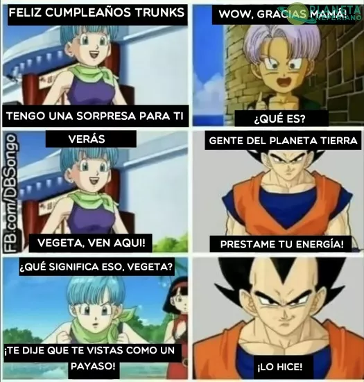 Vegeta y sus chistes  ┐(￣ヮ￣)┌ 