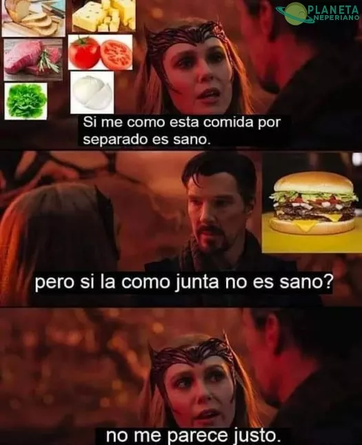 eso es injusto que la hamburguesa sea comida grasosa pero sus ingredientes sean comida sana