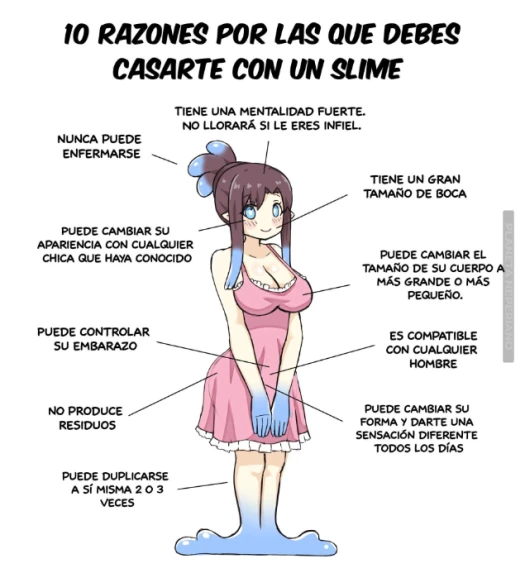 De hecho hay Doujins que confirman que ponerla con un slime no es buena idea...