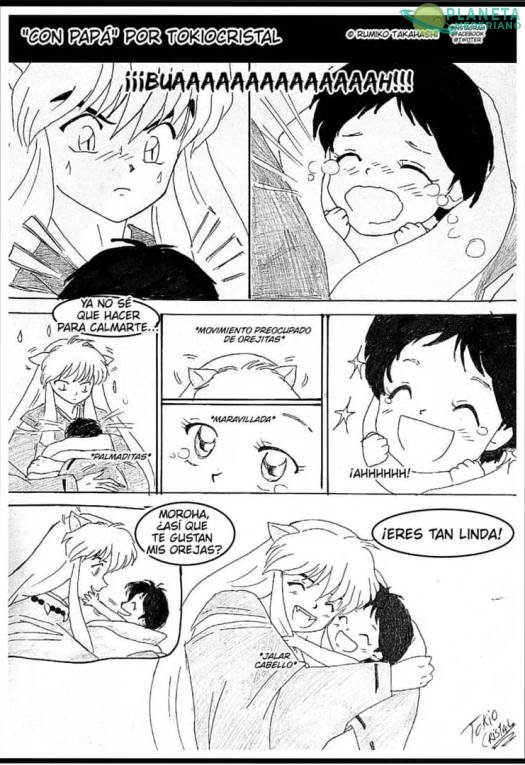 quien quiere acariciar las oreja de papa? eres tu, Moroha!!!