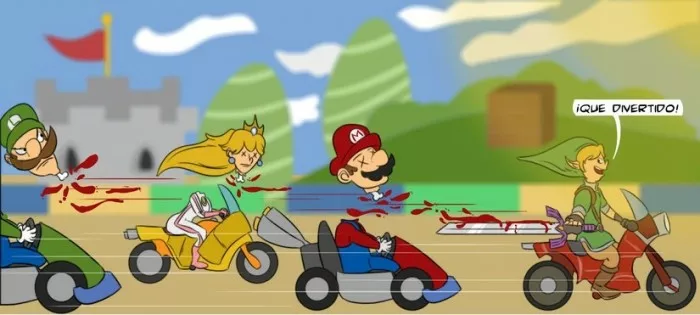 Link hace trampas en mario kart