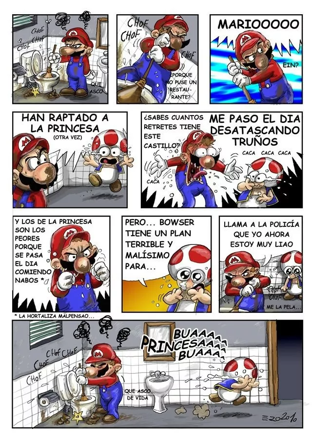 El trabajo de mario siempre fue el de fontanero