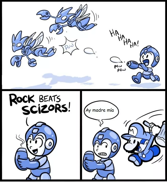 Rock vs Scizors vs Paper mario