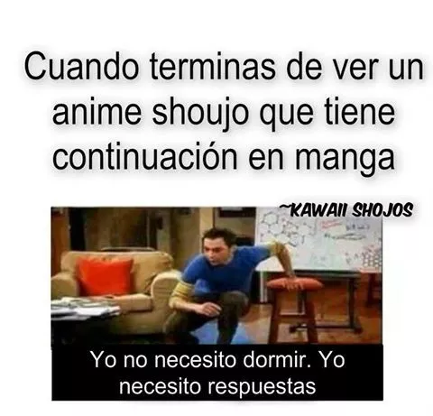 Cuando algunos terminan de ver un anime shoujo xD (Yo soy asi) u.u 