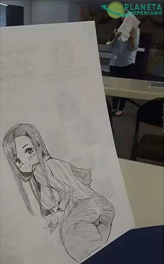 When cuando estás aburrido en clase, but, tu sensei está buena y sabes dibujar