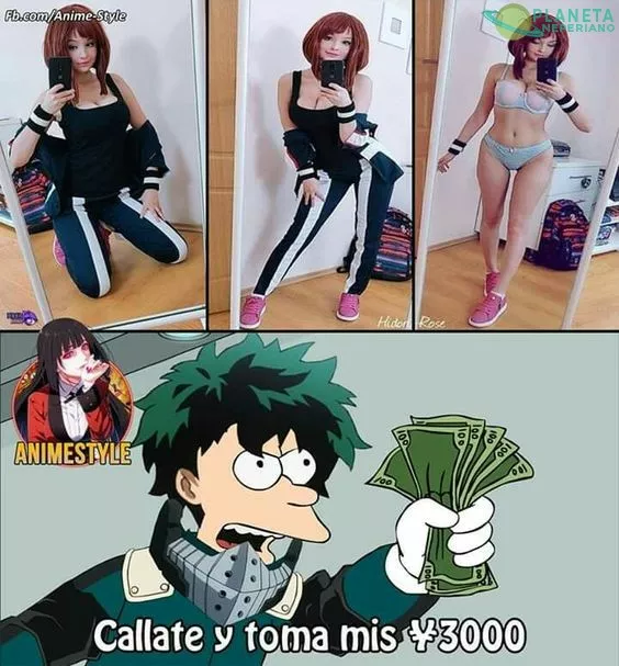 Izuku Midoriya siempre ayudando a Ochaco Uraraka (en especial las crisis económicas)