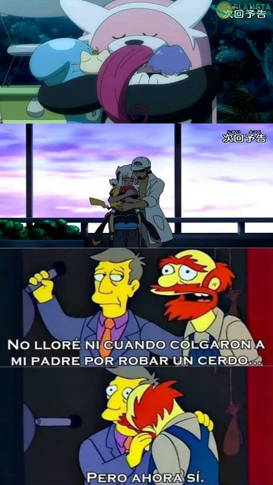 ya se despiden el oso y los verdaderos padres de Ash 