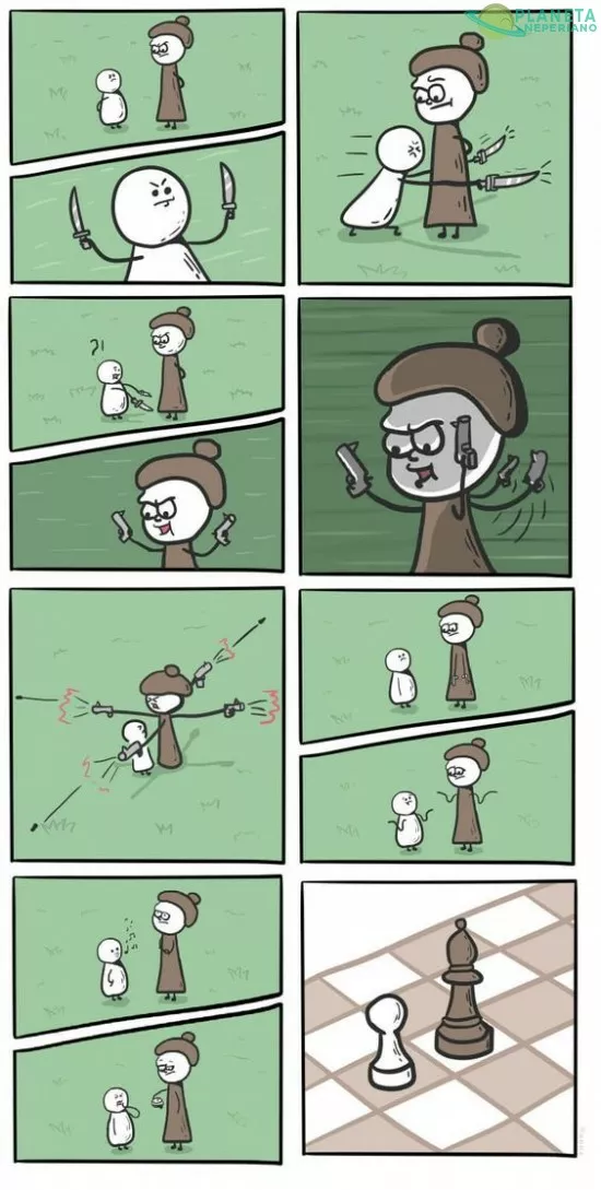 Por un momento pense que era una vieja con armas y un enano