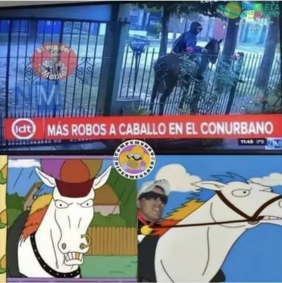 Reiría por ver una persecución entre caballo y patrullero de poli