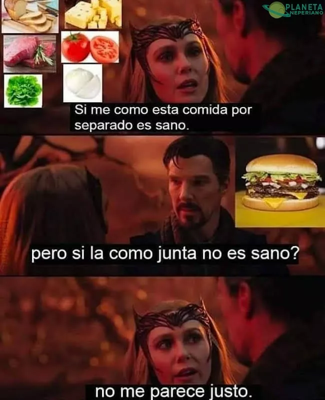 eso es injusto que la hamburguesa sea comida grasosa pero sus ingredientes sean comida sana