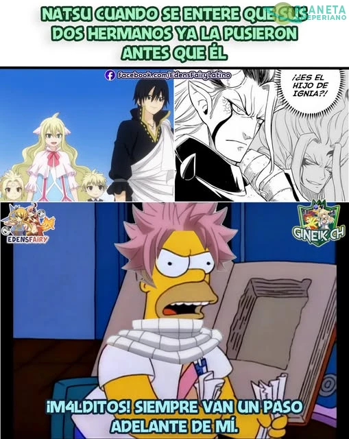 Mientras, el Natsu aun pensando en como le hará Lucy para poner huevos