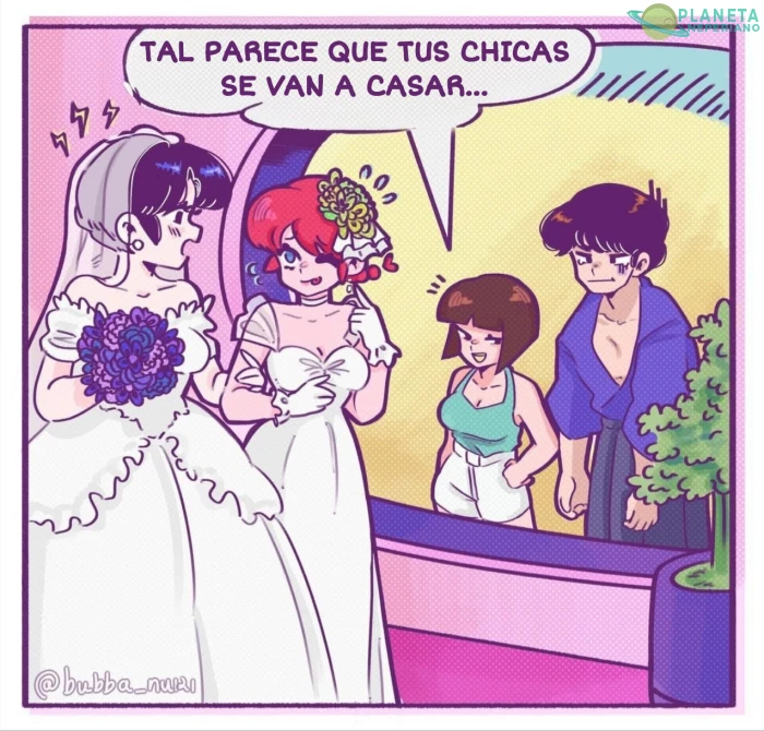 Imagina ser Kuno y que las 2 chicas que te gustan se casen entre ellas xd